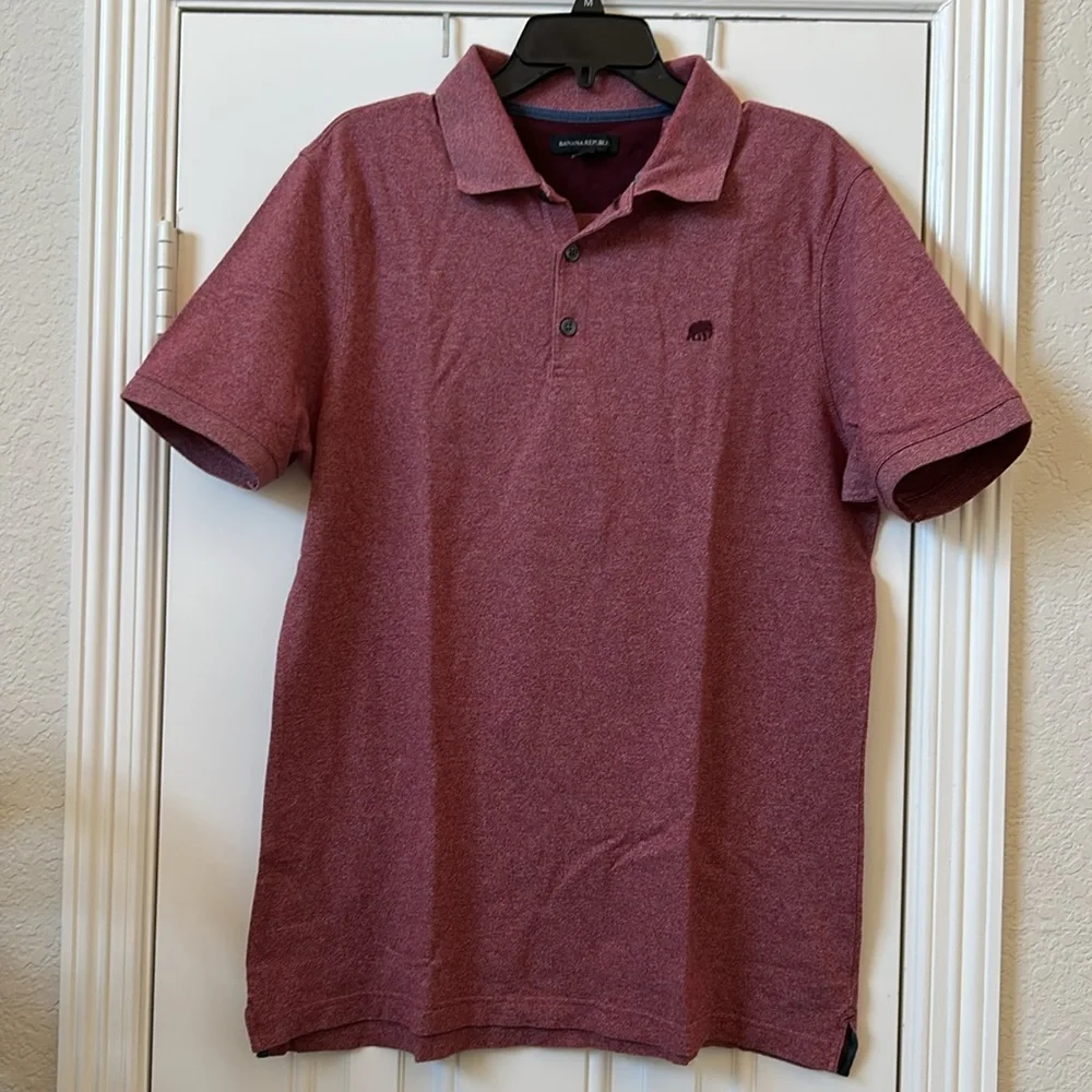 Banana Republic Men’s Polo Shirt Size Large Red Heathered Elephant Logo Large